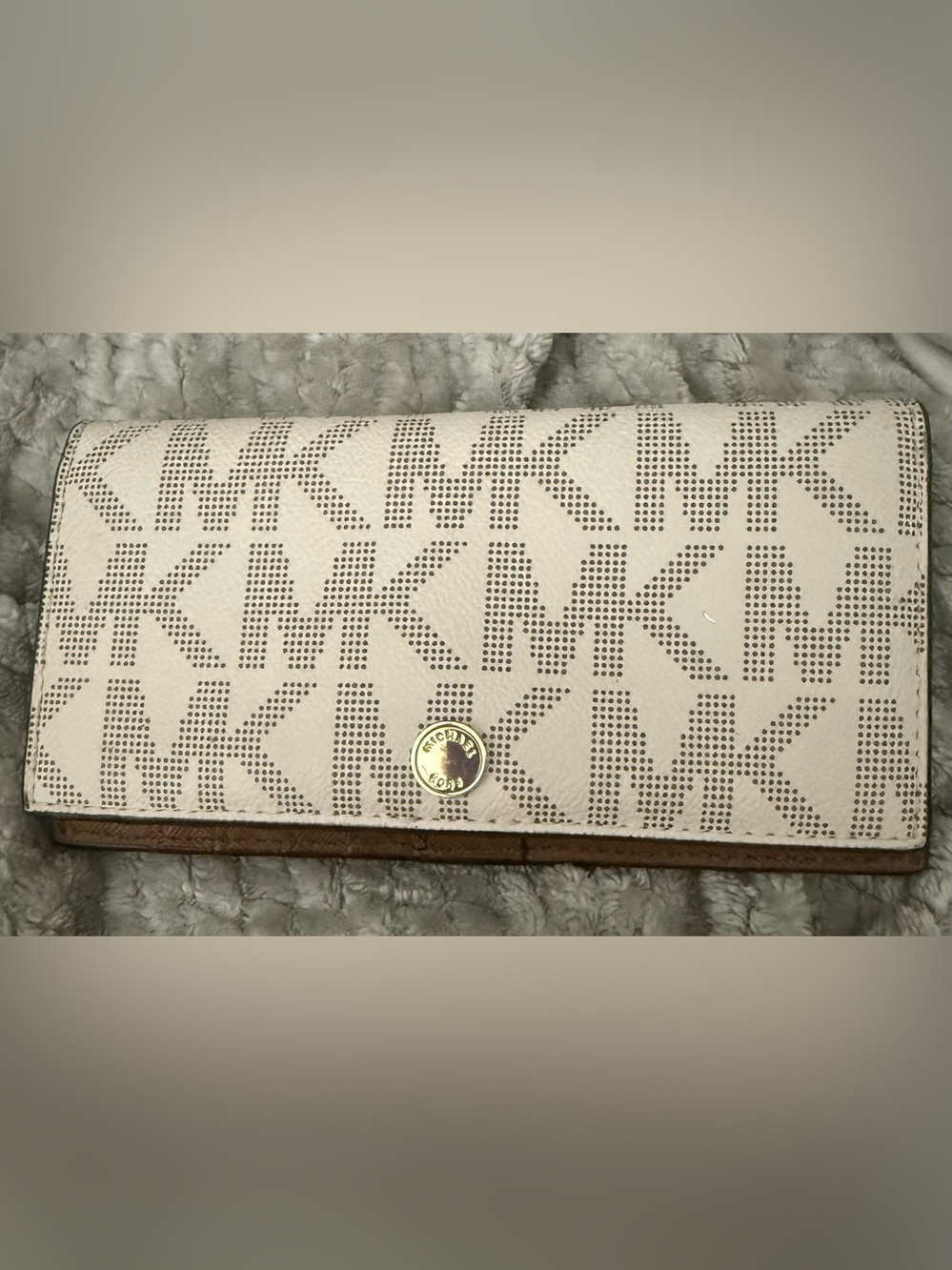 Michael Kors White Perforated MK Continental Wallet